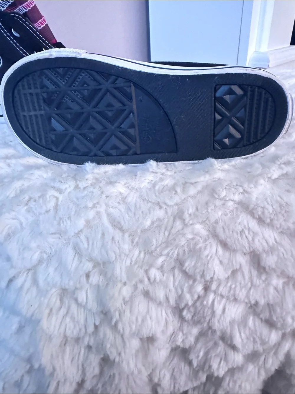 Converse All Star Kids Black Canvas High-Top Sneakers with Plaid Lining